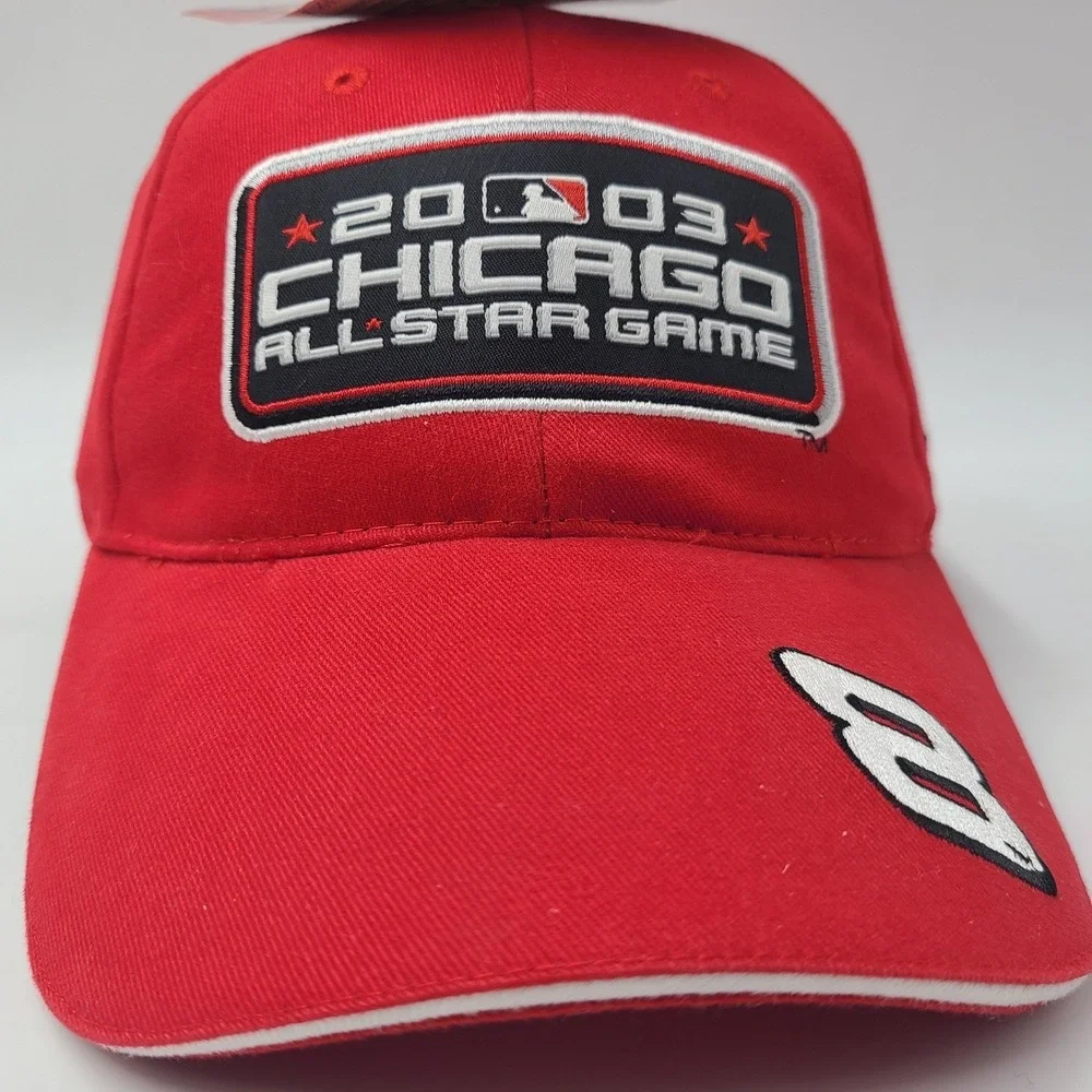 Vintage Dale Earnhardt Jr Hat Red NASCAR #8 MLB 2003‎ Chicago All Star Game Men